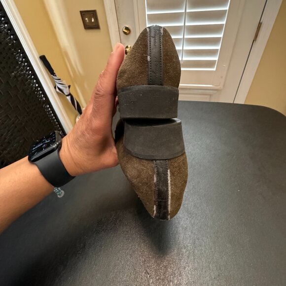 Salvatore Ferragamo size 5 green suede flats square toe - Picture 6 of 10